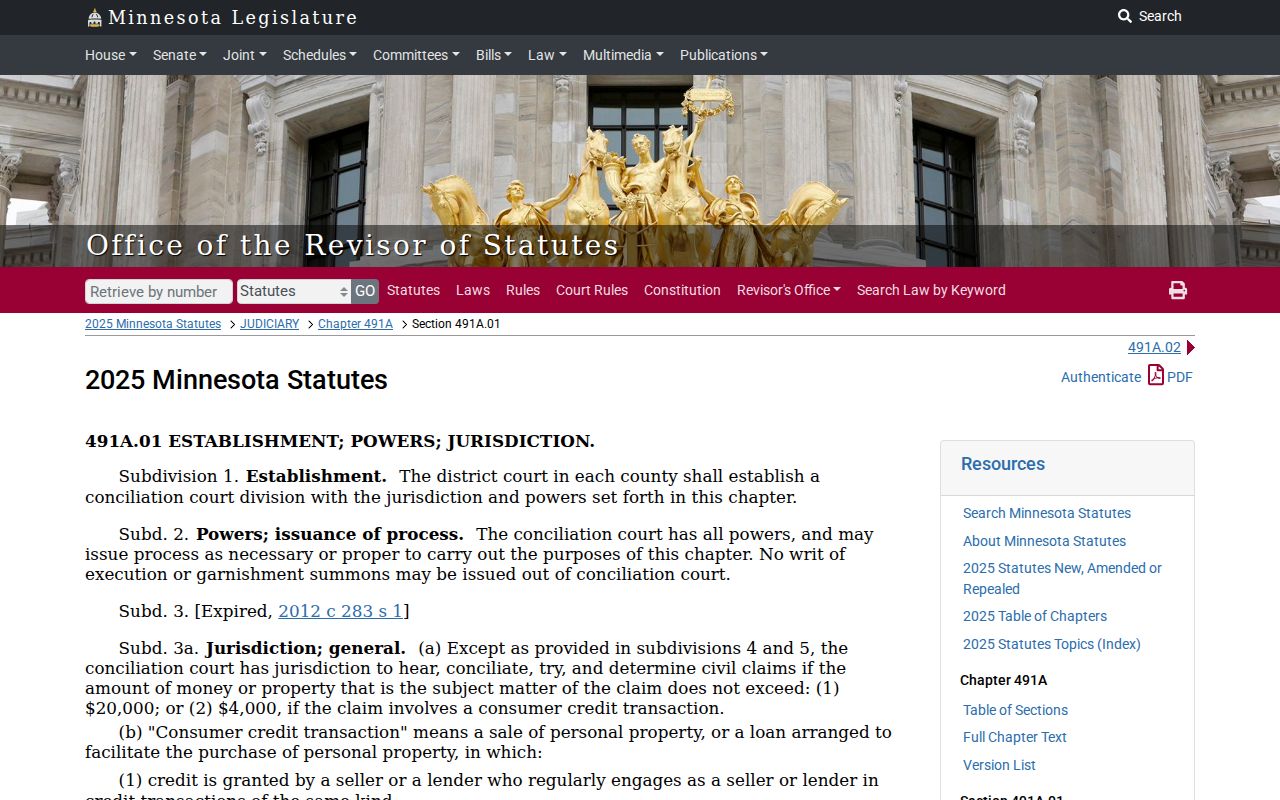 Chippewa County civil court docket reference for Minnesota Conciliation Court