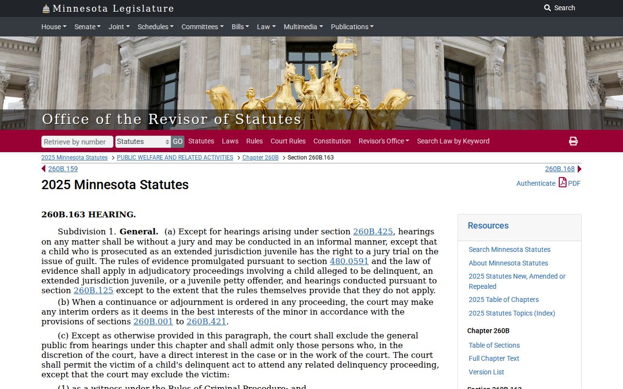 Chippewa County criminal court docket reference for Minnesota juvenile hearing access rules
