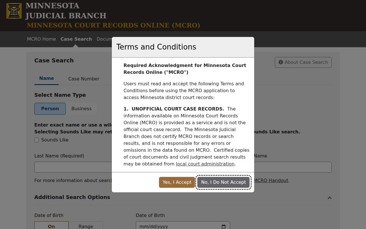 Minnesota Court Records Online case search for Chippewa County